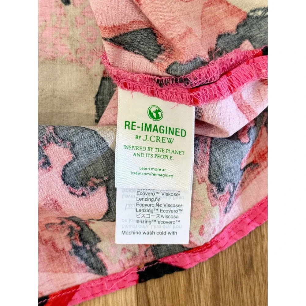 J.Crew Re-Imagined Tropical Floral Parrot Tie Shoulder Tank Top Pink Red XS